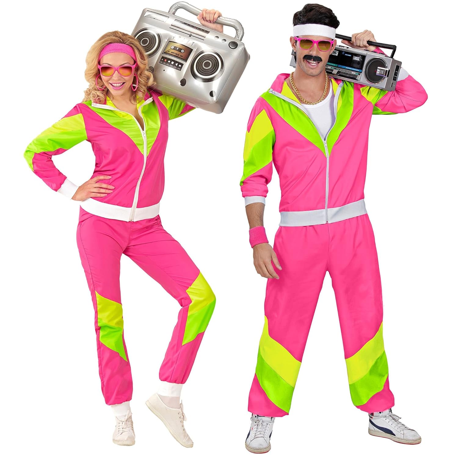 W WIDMANN MILANO Party Fashion - Costume survêtement, veste et pantalon, tenue des années 80, survêtement de jogging pour le carnaval et les fêtes