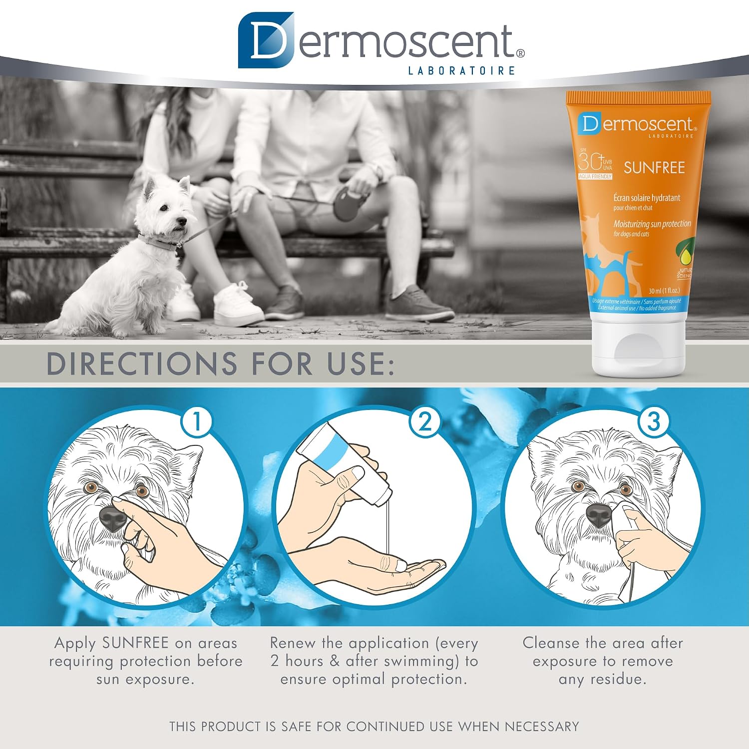DERMOSCENT SunFREE — Écran Solaire SPF30+ 30 ml Chiens & Chats – Image 7