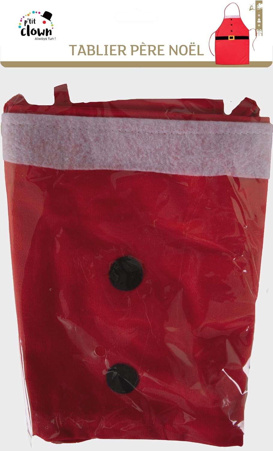 P'TIT CLOWN — Tablier de Cuisine Père Noël en Coton Rouge – Image 2