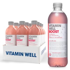 Vitamin Well - Boissons enrichies en vitamines et en minéraux goût myrtille, framboise, 12x500ml (Boost)