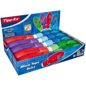 Tipp-Ex Micro Tape Twist - Rubans Correcteurs Très Résistants et Pratiques de 8 m x 5 mm - Corps Couleurs Assorties, Boîte de 10