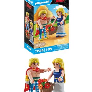 Playmobil 71544 Astérix : Tragicomix et Falbala - Comprend Deux Personnages Gaulois cultes, Un Bouquet de Fleurs, Une épée et des Accessoires - Dès 5 Ans