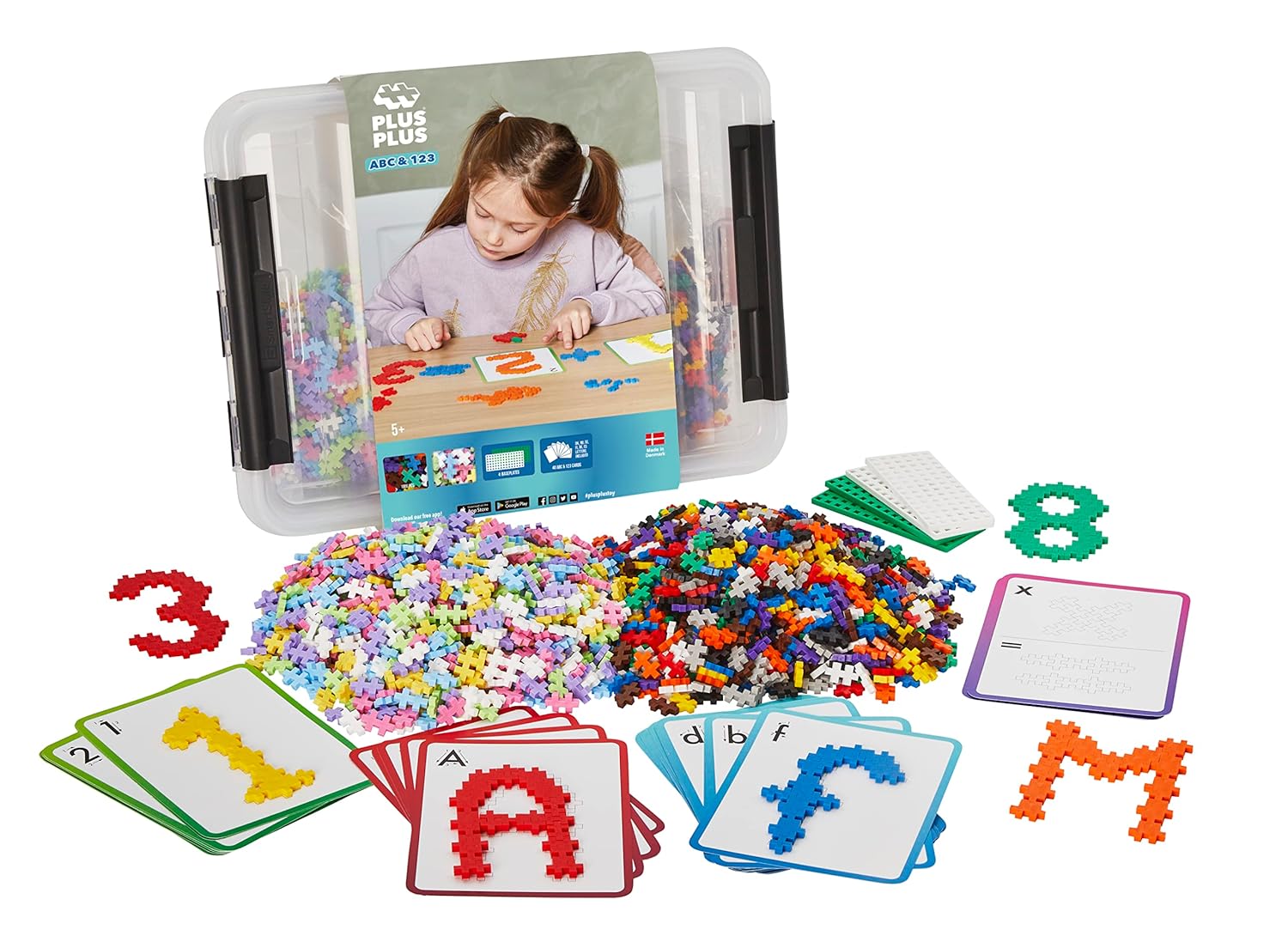 PLUS PLUS - Coffre découverte ABC & 123 - jeu de construction éducatif 2000 pièces - PP3923