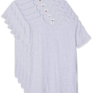Fruit of the Loom Iconic, Lightweight Ringspun Tee, 5 Pack T-Shirt, Gris (Heather Grey 94), Small (Lot de 5) Homme