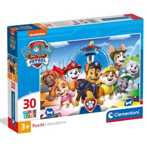Clementoni | Puzzle Paw Patrol pour Enfants 3 Ans+ | 30 Pièces SuperColor | Motricité, Observation, Logique | Personnages Nickelodeon | Format 33,5 x 23,5 cm | Carton Recyclé | Pièces Manquantes