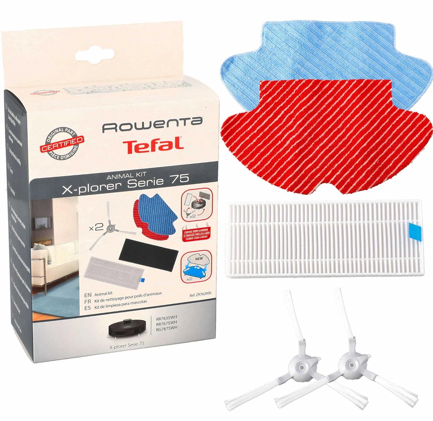 Rowenta Kit chiffons brosses filtre HEPA aspirateur Robot Xplorer 75 RR76