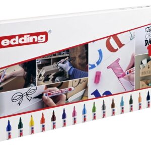 edding 3000 – Set de marqueurs permanents, les 20 couleurs dans une boîte de rangement – 20 feutres – pointe ronde 1,5 à 3 mm – résistant à l’eau et à l’abrasion – pour carton, plastique, bois, métal,
