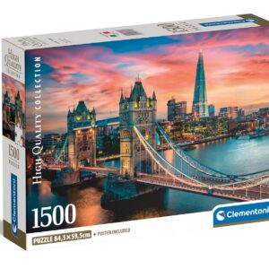 Clementoni | Puzzle London Twilight pour Enfants 18 Ans+ | 1500 Pièces | Poster Inclus | 59,2 x 84,3 cm | Qualité Supérieure | Matériaux Recyclés | Pièces Manquantes Remplaçables | Activité Détente