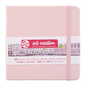 Talens Art Creation - Carnet de croquis rose pastel, 12x12cm, 140g, 80 feuilles, reliure rigide, papier sans acide