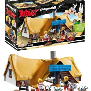 Playmobil 71266 Astérix : Hutte d'Ordralfabetix, Le poissonnier Ordralfabétix et sa Femme Iélosubmarine , Jouets pour Enfants à partir de 5 Ans