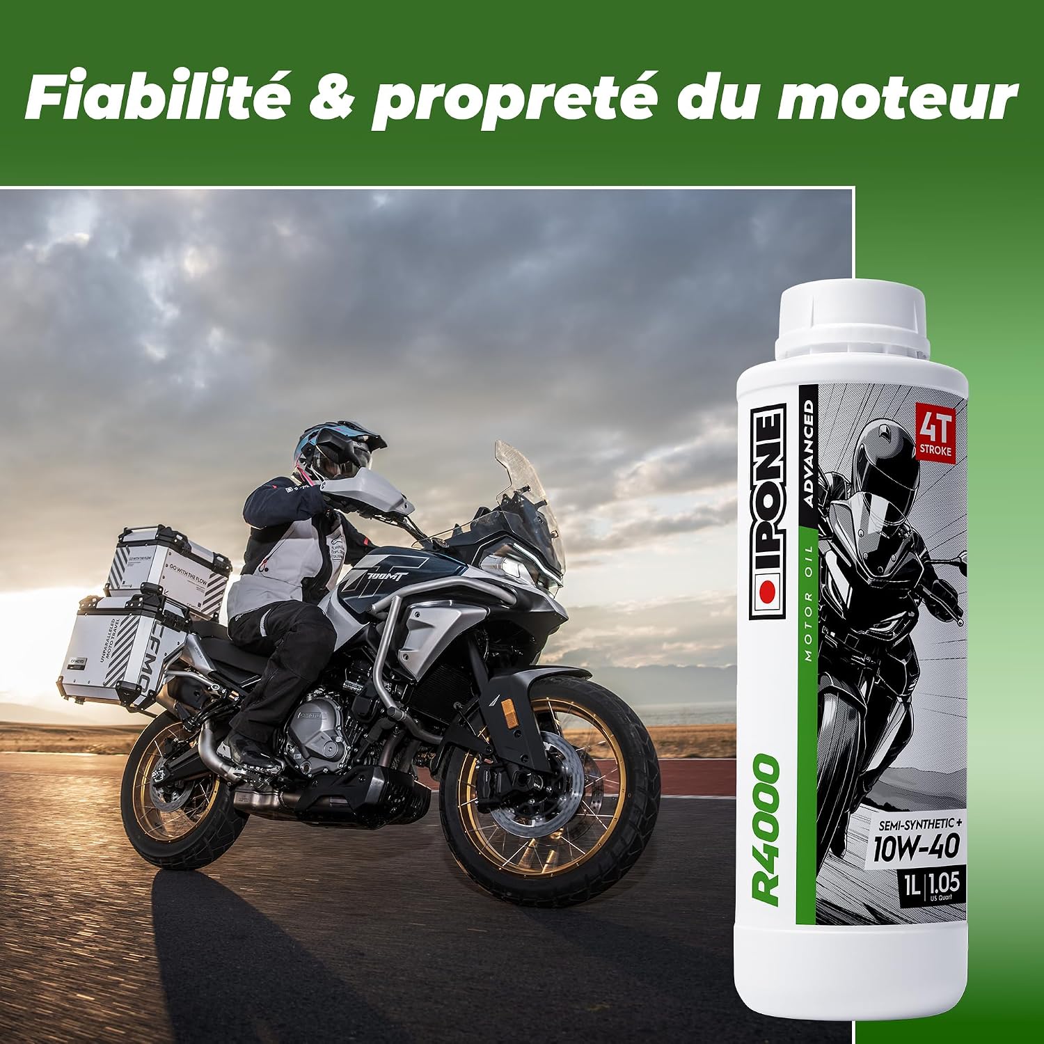 IPONE R4000 RS — Huile moto 4 temps 10W40 semi-synthèse 4L – Image 3