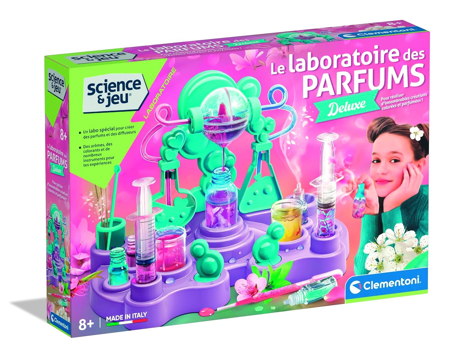 Clementoni | Le Laboratoire des Parfums Deluxe – Coffret Scientifique pour Enfants 8 Ans+ | Kit STEM Chimie Cosmétique | Créer Parfums & Diffuseurs | Activité Éducative