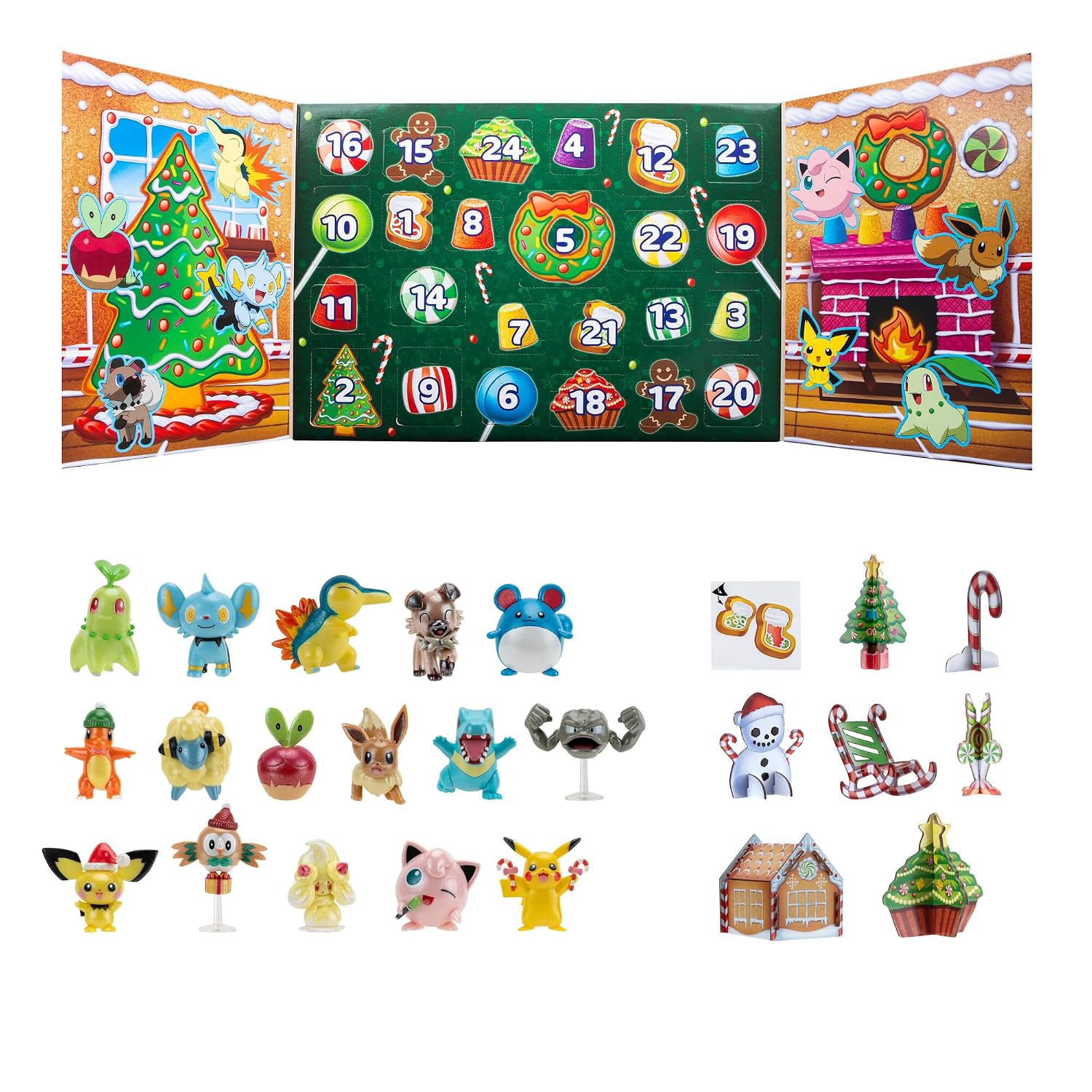 Bandai - Pokémon - Calendrier de l'avent Pokémon 2023-16 figurines surprises 5 cm + 8 accessoires sur la thématique Noël - WT00257 – Image 3
