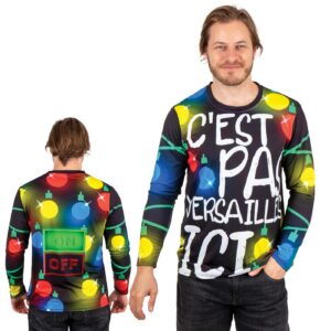 P'TIT CLOWN - T-shirt de Noël Adulte Unisexe - Pour compléter votre Déguisement Christmas (FR/ES, Alpha/lettres, S, M, Taille normale, Taille normale, Noir, C'est pas Versailles ici)
