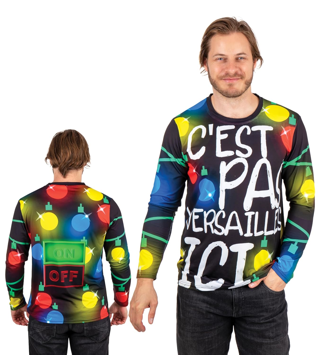 P'TIT CLOWN - T-shirt de Noël Adulte Unisexe - Pour compléter votre Déguisement Christmas (FR/ES, Alpha/lettres, S, M, Taille normale, Taille normale, Noir, C'est pas Versailles ici)