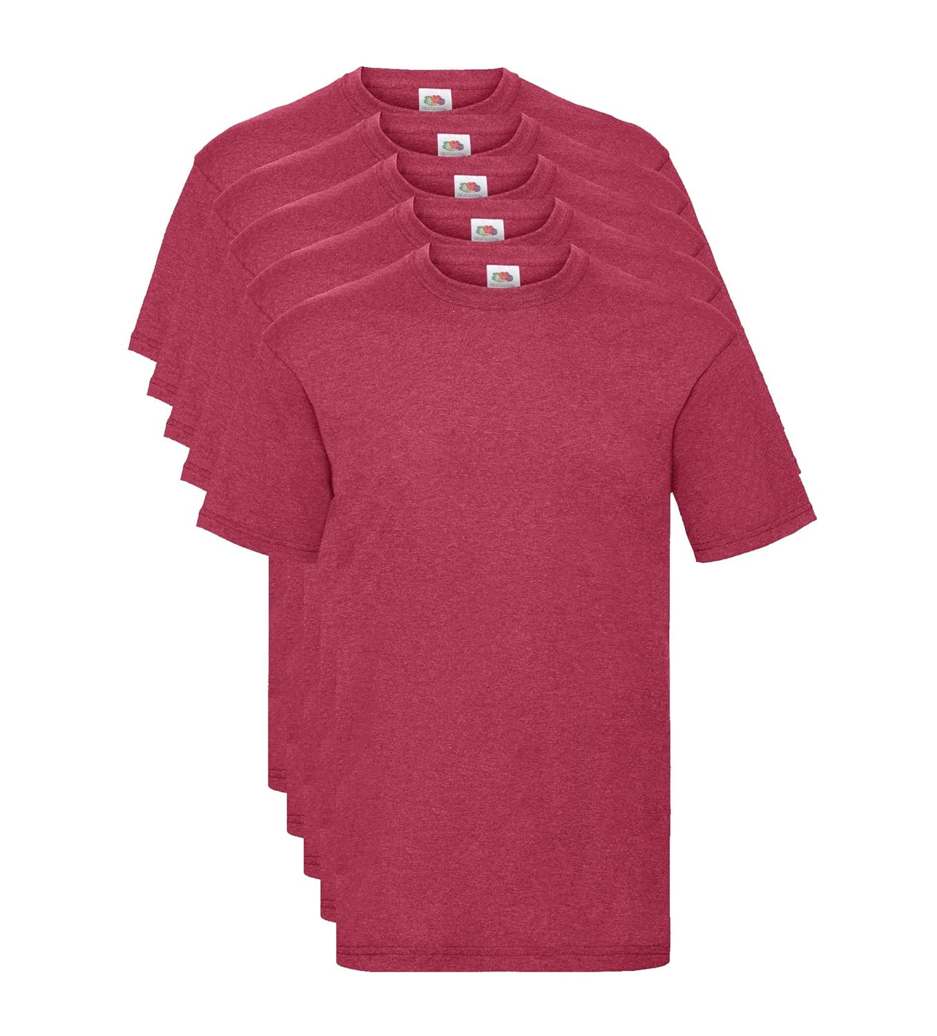 Fruit of the Loom Valueweight 5 Pack, T-Shirt Homme, Rouge (Vintage Heather Red Vh), Medium