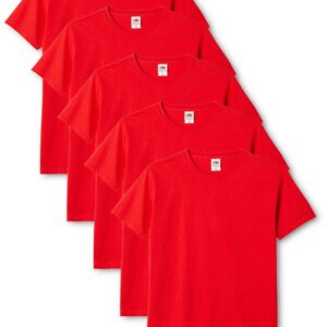 Fruit of the Loom Lot de 5 t-Shirts Originaux pour Homme, Rouge, XXL