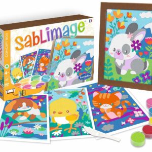 Sentosphère –Sablimage Animaux Calins – Kit Loisirs Créatifs Enfant – 4-Tableaux en sable – 16 Couleurs de Sable Coloré – Concept Box avec Cadre – Dès 4-Ans – Fabriqué en France -885