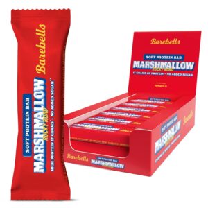 Barebells Barres protéinées - délicieuses barres protéinées douces au chocolat - Faible en sucre, 17 grammes de protéines, sans huile de palme - Marshmallow Rocky Road 12 x 55 gr