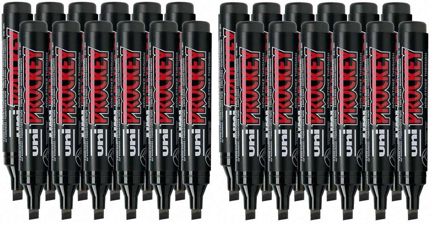 Uni-Ball Prockey Lot de 24 marqueurs pour tableau à feuilles Noir Largeur 6 mm