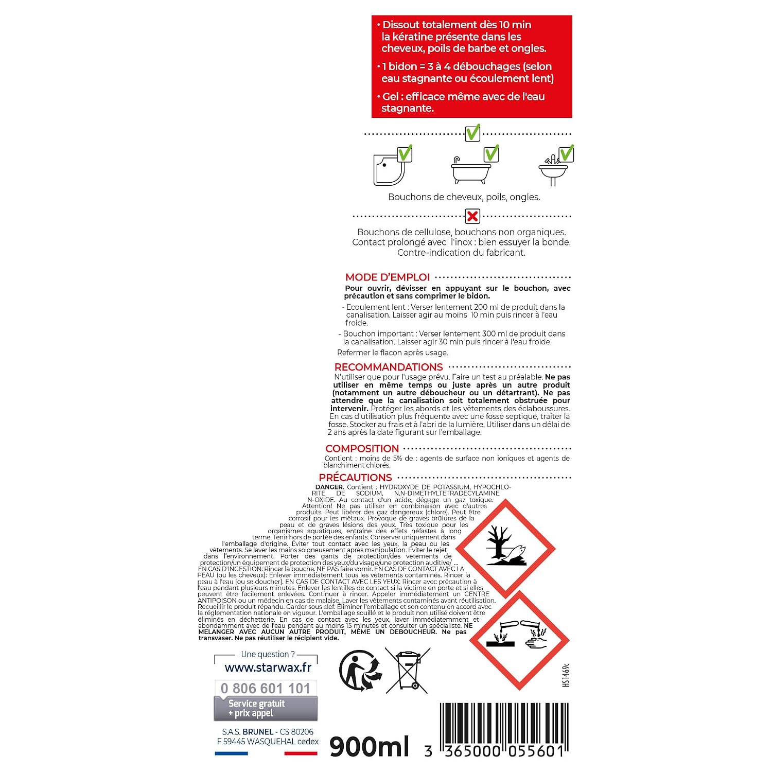 STARWAX — Déboucheur Canalisations Spécial Cheveux 900ml – Image 5