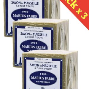 Marius Fabre - SAVON DE MARSEILLE - l'Huile d'Olive Cube de 400 Gr - Lot de 3 Cubes 400 Gr
