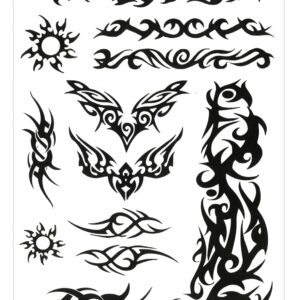 P'TIT CLOWN - 23917 - Tatouages Tribal Éphémères - Non Toxique - Lavable à l'Eau - Facile à Appliquer et à Retirer -Parfaits pour Déguisement Carnaval, Halloween, Fête à Thème - Plusieurs Modèles