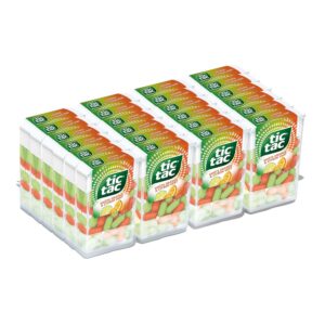 TicTac Duo Goûts Orange et Citron Vert - Bonbons sucrés aux fruits - Format de Poche - 24 boites x 18g