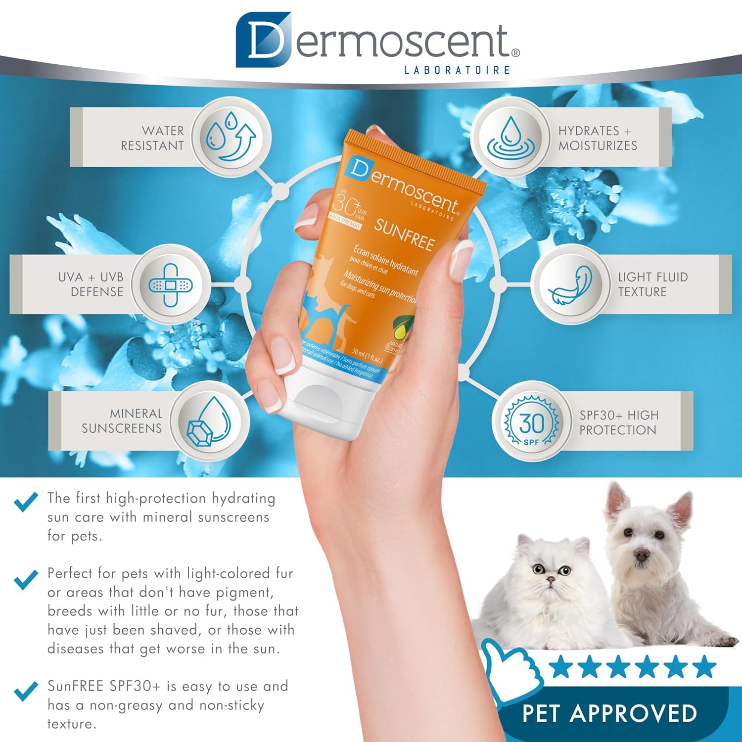 DERMOSCENT SunFREE — Écran Solaire SPF30+ 30 ml Chiens & Chats – Image 3
