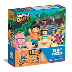 Clementoni Guys-180 Enfants 7 Ans, Puzzle Personnages Jeu Vidéo, Gaming, Made in Italy, 29322, Couleur Stumble Guys 180 Pièces