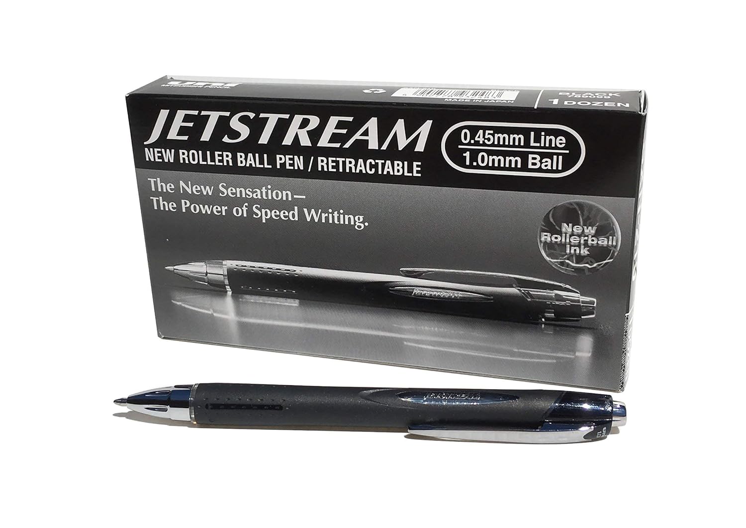 Uni-Ball Jetstream RT Stylo Encre gel rétractable Noir Ecriture 1.0 mm Lot de 12