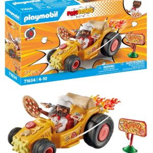 Playmobil 71634 Pizzaïolo et Kart Funstars - Comprend Un Personnage, Un Kart avec Moteur rétractable Ainsi Que des Accessoires - Dès 4 Ans