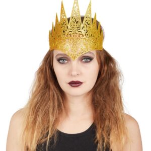 P'TIT CLOWN - Maléfique Couronne Reine Maléfique - Accessoire Majestueux pour Halloween et Déguisements - Parfait pour Cosplay, Soirées à Thème, et Spectacles (Or)