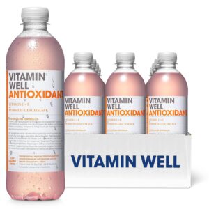 Vitamin Well Vitamine Eau aromatisée – C, D, zinc – Boisson fonctionnelle et hypocalorique, enrichie en ingrédients fonctionnels – 12 x 500 ml avec garantie (antioxydant)