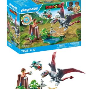 Playmobil 71525 Drone d'observation avec dimorphodon - Gamme Dinos fabriquée avec Plus de 80% de matériaux recyclés ou biosourcés en Moyenne - Univers Dinos - Dès 4 Ans