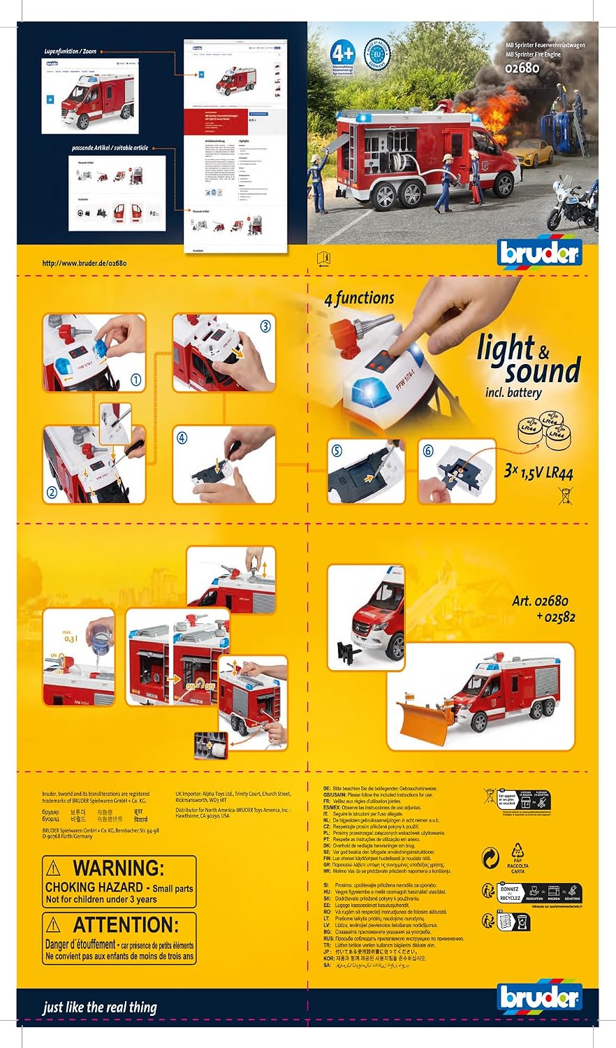 BRUDER Mercedes-Benz Sprinter — Camion de pompiers son et lumière – Image 5