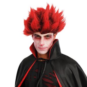 P'TIT CLOWN - 23616 - Perruque Diable - Cheveux Synthétiques - Parfaite pour Déguisement Halloween, Carnaval, Fêtes Costumées et Évènements à Thème - Sans Colle - Rouge