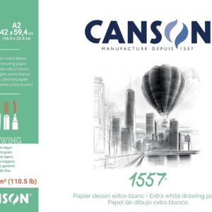 CANSON 1557 - Bloc 30 feuilles de papier dessin blanc A2 - 180g/m²
