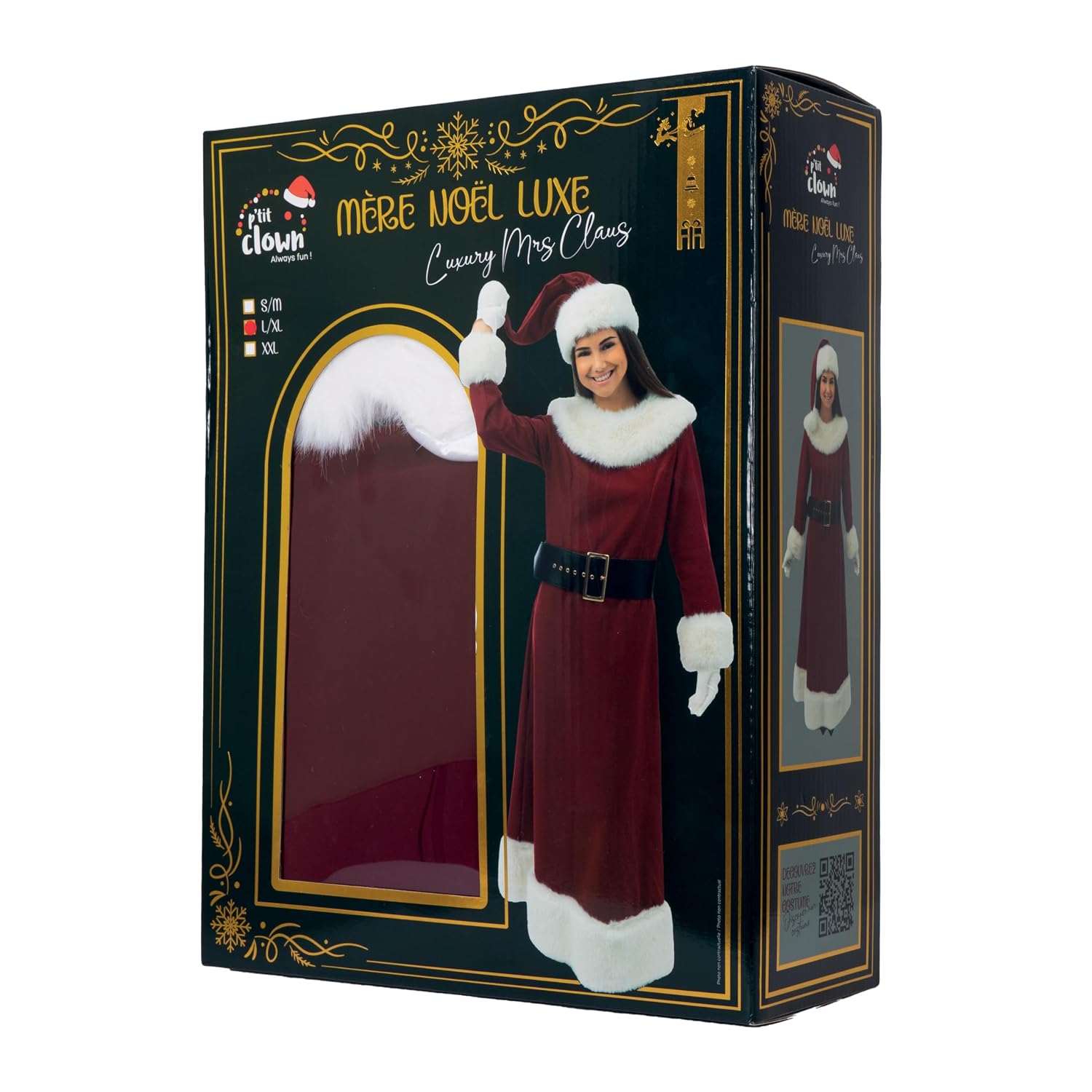 P'TIT CLOWN — Costume de Mère Noël Luxe effet velours XXL – Image 6
