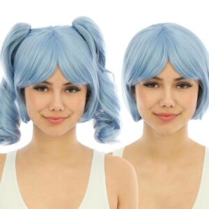 P'tit Clown - 24018 - Perruque Manga Femme Courte Couettes Détachables - Accessoire Déguisement Carnaval, Pride, Festivals, Cosplay - Cheveux Synthétiques Haute Qualité - Coiffable et Lisable