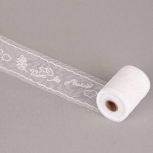 Tulle Vive les mariés 8 cm x 10 m-blanc