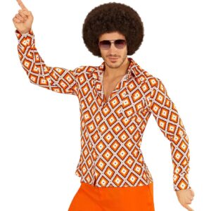 W WIDMANN Milano Mode Festive - Chemise années 70, Chemise pour Homme, Style Disco, Costumes de Carnaval