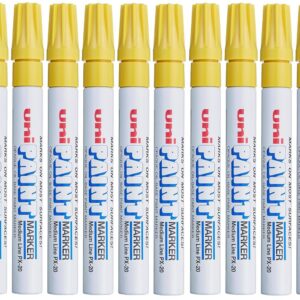 Uniball PX20-J Paint Marker Marqueur peinture à base d'huile indélébile Pointe moyenne ogive Jaune Lot de 12