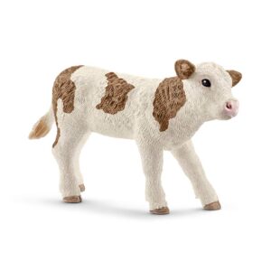 Schleich- Figurine Veau Simmental français Farm World, 13802, Multicolore
