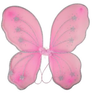 P'TIT Clown - 10873 - Ailes de Papillon - Butterfly Wings - Accessoire de Déguisement - Parfait pour Carnaval, Fêtes Costumées, Soirées à Thèmes - 32 x 48 cm - Rose