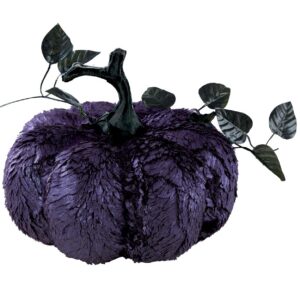 P'TIT CLOWN - 22266 - Citrouille Élégante avec Reflets Violets - Décoration Halloween - pour Ambiance Mystérieuse et Raffinée Lors de Fêtes ou dans Une Maison Hantée