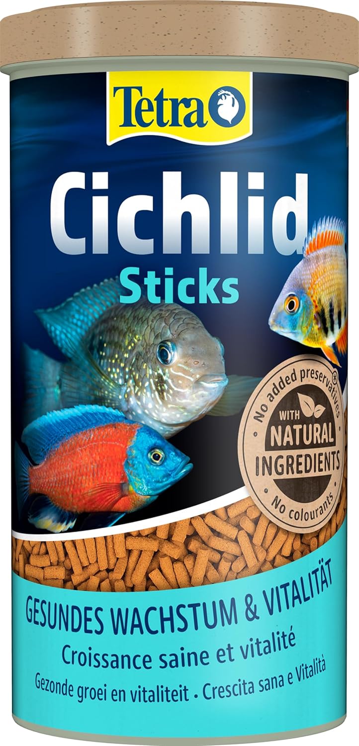Tetra Tetra - Cichlidés Sticks - Aliment Complet en sticks pour grands Cichlidés/Poissons d'eau douce tropicale, 1L, Multicolore, 320 g (Lot de 1)