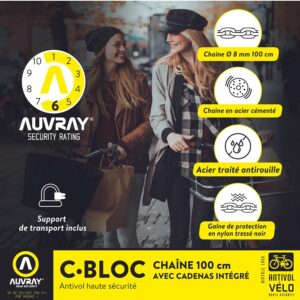 Alternative view of AUVRAY C-Bloc 100 — Antivol vélo chaîne avec serrure intégrée