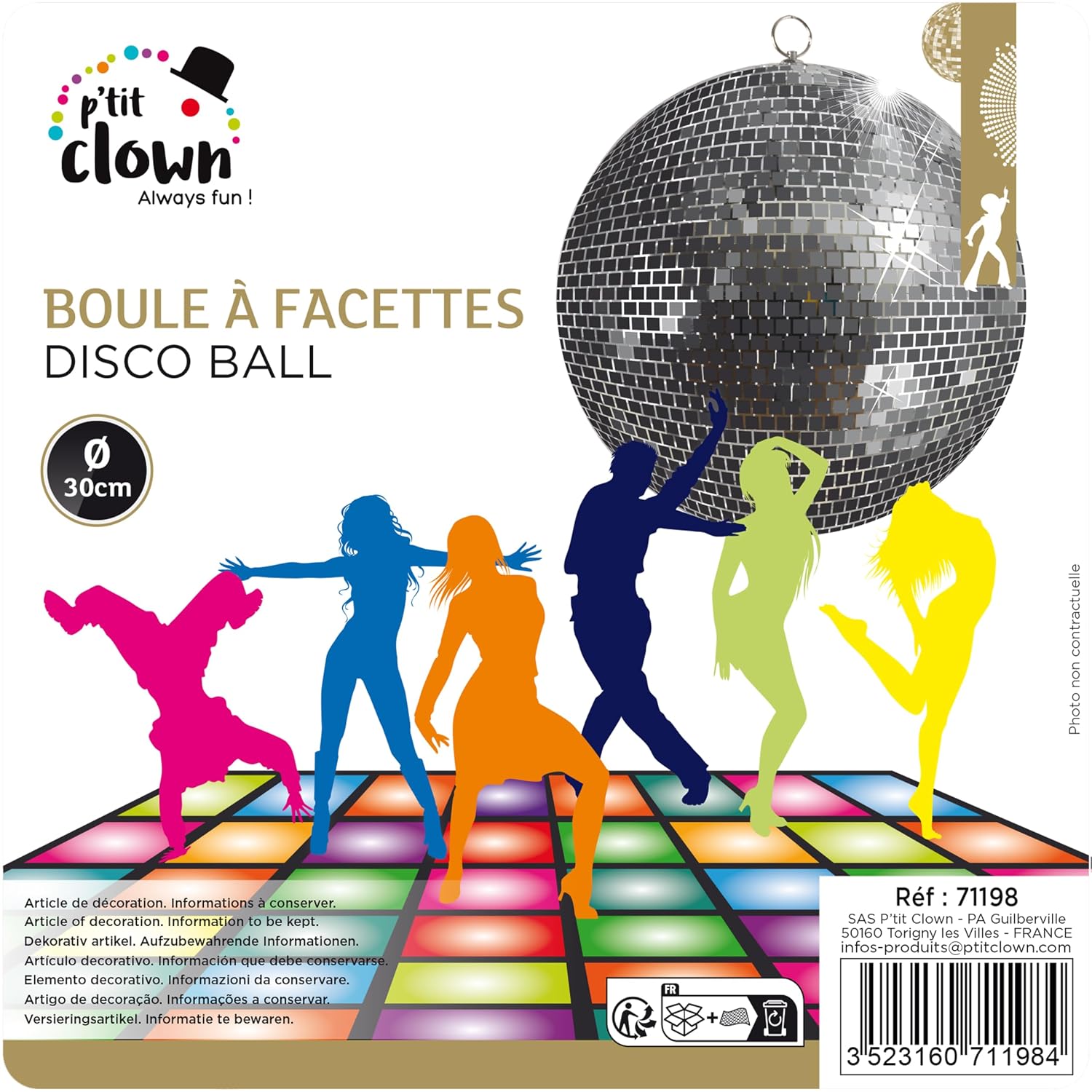 P'TIT CLOWN — Boule à facettes Ø 30 cm argentée – Image 5