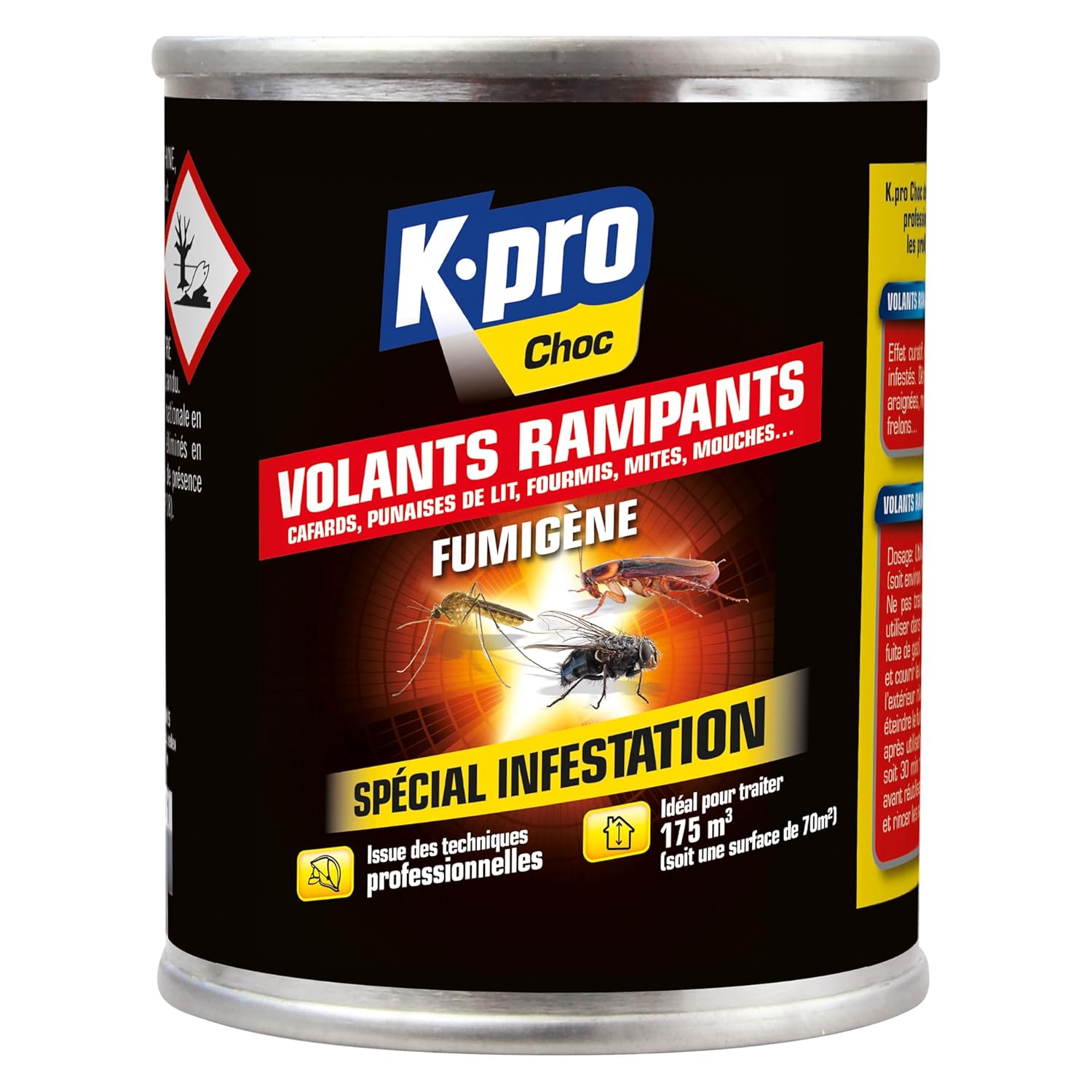 Kapo Fumigène Spécial Infestation Tous Insectes - 60 gr - Idéal pour Eliminer Tous les Insectes - Effet Radical et Longue Durée - pour 130m3